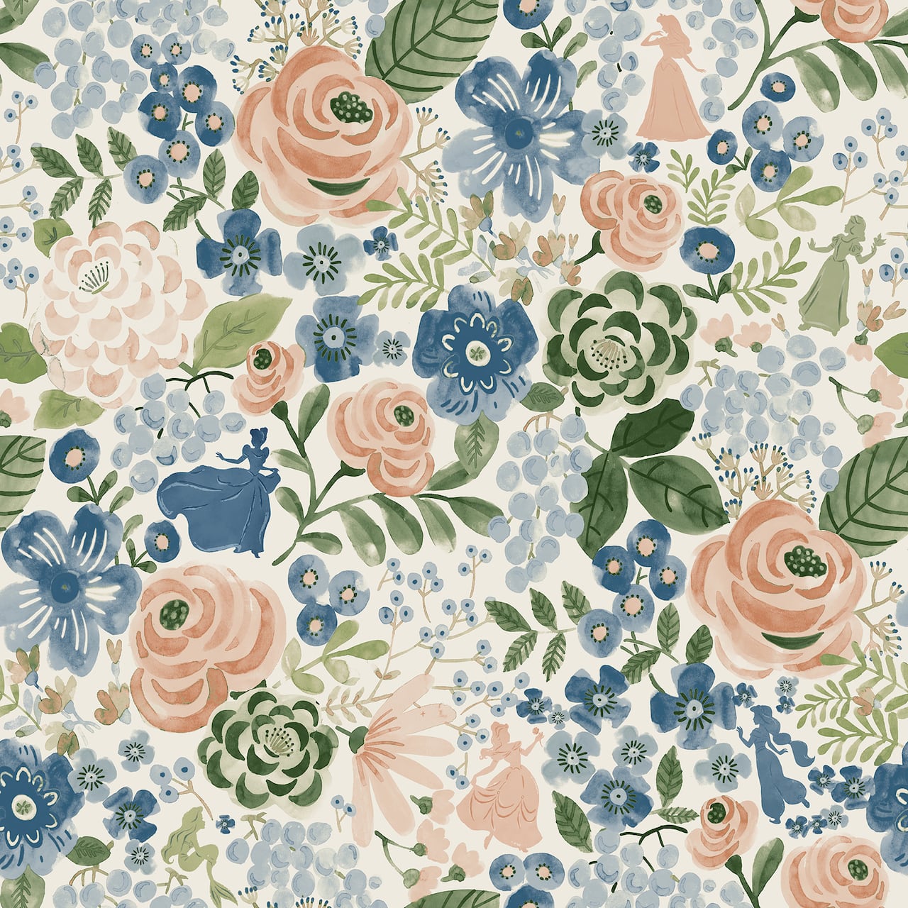 RoomMates Disney Princess Watercolor Floral Peel & Stick Wallpaper